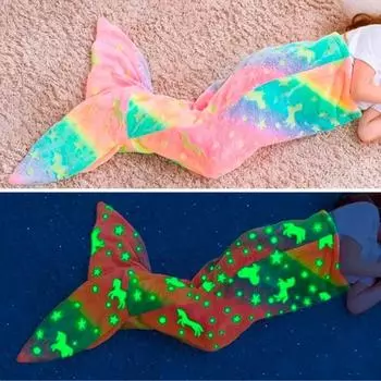 Flannel Mermaid Sleeping Bag Universal Soft Rainbow Mermaid Blanket Beautiful Cozy Mermaid Tail Blanket Shooting Props