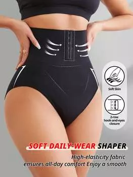 Flarixa Curve Control Бесшовные трусы с высокой талией Нижнее белье Подтяжка ягодиц и живота Регулируемая талия с двухуровневой застежкой Faja Корректирующее белье S чёрный