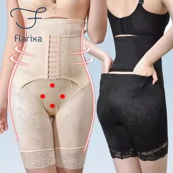 Flarixa женские шорты с высокой талией для управления животом, корректирующее белье для ягодиц, трусики со съемной спиной, нижнее белье для похудения живота, формирователь тела M