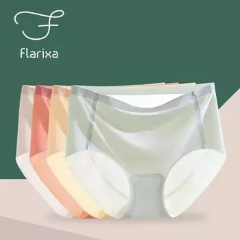 Flarixa женские трусики из ледяного шелка, бесшовные антибактериальные трусы со средней талией для девочек, хлопковые дышащие шорты с промежностью, шорты больших размеров, стринги M розовый