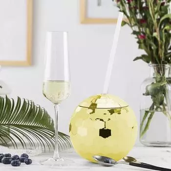 Flash Disco Ball Cups Unique Cocktail Glasses Bar Tools Party Glasses Flashlight Straw Wine Goblets Drink Cups