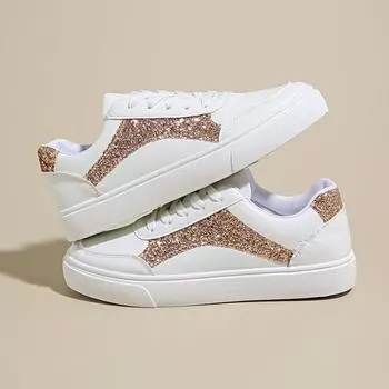 Flat bottom white shoes new fashion large size casual board shoes fine flash versatile student sports shoes 35