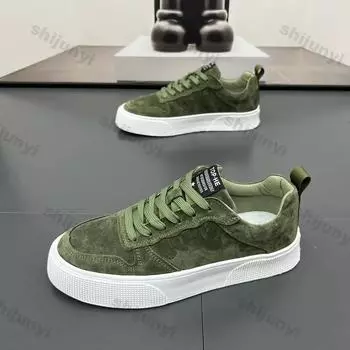 Flat Men Platform Shoes Comfortable Mens Walking Sneakers Design Soft Men Lace Up Running Shoes Wear-resistant Tenis Masculino 39 зелёный