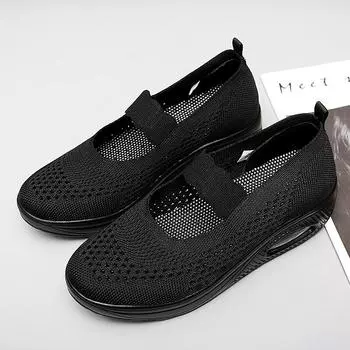 Flat Platform Sneakers Women Shoes Summer Breathable Slip on Walking Shoes for Mother Tenis Feminino 36 чёрный