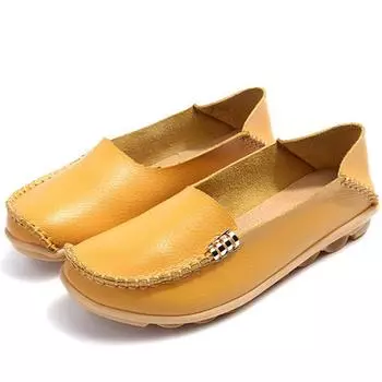 Flat Shoes Women Slip On Shoes For Women s moccasins Genuine Leather Loafers Women Flats Ladies Shoes Plus Size Sapato Feminino 4.5 кофейный