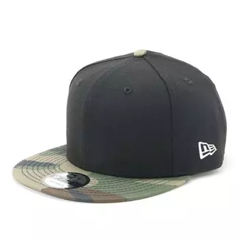 Flat Visor Cap Simple Camo 950 BASIC BLK WCAMO SWHI 25J [New Era] Black/Woodland S/M