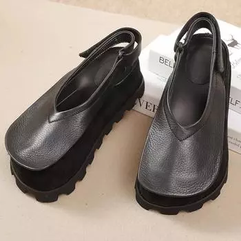 Flats Women Sandals Platform Casual Shoes Designer Trend Woman Slippers 2025 Walking Cozy Slingback Shoes Fashion Mujer Zapatos 35 чёрный