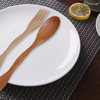 Flatware Tableware Dinner Natural Wood Spoon Fork Dual Head 2 in 1 1