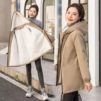 Fleece thickened medium and long trench coat women s 2024 new autumn and winter version small pie to overcome the coat women s tide ins M 80-50 kg
