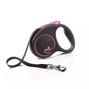 Flexi Black Design Tape S than 5m Pink (Less 15kg) [Dog Lead] розовый