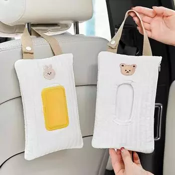 Flip Cover Tissue Box Cartoon Animal Wet Wipes Case Car Hanging Bag Paper Holder Storage Removable Napkin Storage Hanging Box