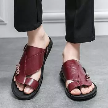 Flip-Flop Summer Style Men s Genuine Leather Sandals for Men Slippers Soft Breathable Home Casual Lightweight Designer Luxury 38