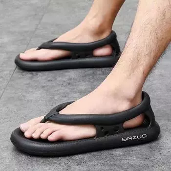 Flip Flops Men Sandal Non-slip Flip Flops Hollow Out Slippers Platform Women Shoes Summer House Couples Soft Men Slippers Flats 36-37 чёрный
