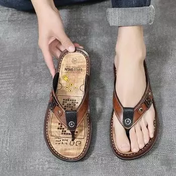Flip Flops Shoes 2024 Fashion Slippers for Men Slip-resistant Shiatsu Sandals Man Adult High Quality Rubber Elegant Style Casual 40