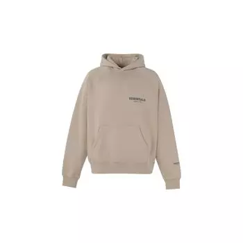 Флисовый пуловер Fear of God Essentials с однотонным логотипом. Толстовка унисекс. Бежевый лен FOG-FW21-106. XS