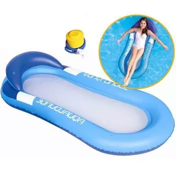 Floating Pool Outdoor Backrest Lounger Thick Mesh Leaves Adult Inflatable Bed Dark Blue