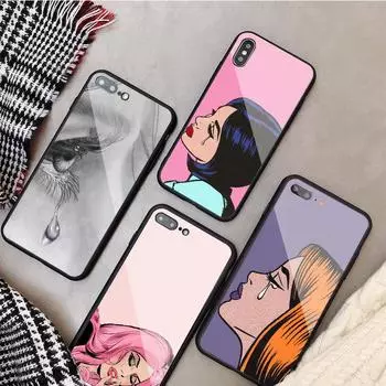 flow Tears Tempered Glass Phone Case For iphone 12 11 Pro Max 5 6 7 8 PLUS X XS XR XSMax Shell 12Pro Cover Shell iPhone 5 5S SE