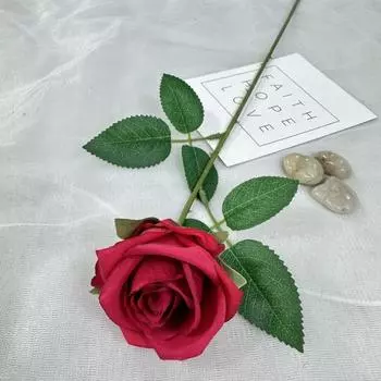 Flower Artificial Rose Wedding Restaurant Hotel Desktop Decoration Ornament Bright Red