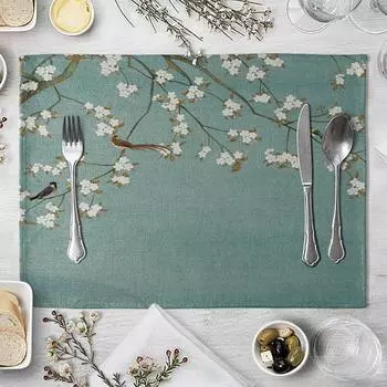 Flower Individuales Placemat For Dining Table Coaster Plum Blossom Home Decoration Accessories Modern Mat Pad 1pcs 32x45cm