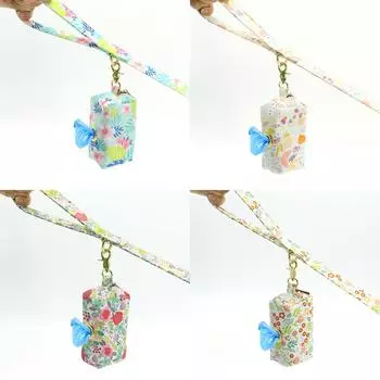 Flower Printed Dog Leash With Bag Small Medium Large Dog Pet Leashes Floral Print Nylon Dog Lead with Treat Bag Snack Bag M