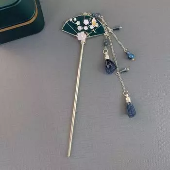 Flower Tassel Fan Sector Tassel Pendant Hairpin Ancient Headwear Hanfu Hair Sticks Chinese Style Headwear Ancient Style Hairpin