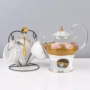 Flower tea cup ceramic set cup saucer European style simple brewing fruit afternoon tea teapot