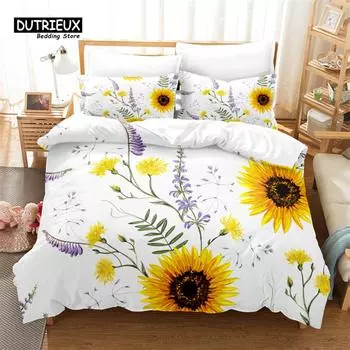Flowers and Forests Bedding Set, 3Pcs Duvet Cover Set, Soft Comfortable Breathable Duvet Cover, For Bedroom Guest Room Decor EU single(135x200cm)