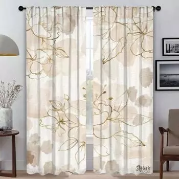 Flowers Partition Curtains for Living Room Curtain Shades Anti-mosquito Curtains 2 Pieces Halloween Decoration Tulle for Bedroom W50xH70cmx2pcs-CL