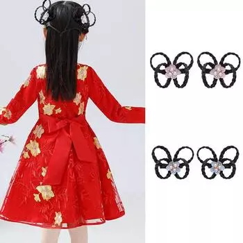 Fluffy Children Sweet Ancient Ornaments Hanfu Braid Hairpin Flower Hair Clip Hair Accessories 0.8CM