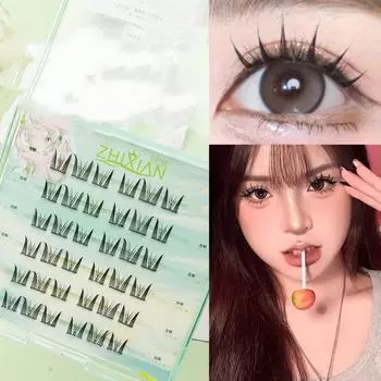 Fluffy Self-adhesive False Eyelashes Individual Segmented Eyelashes Bundles DIY Rabbit Elf