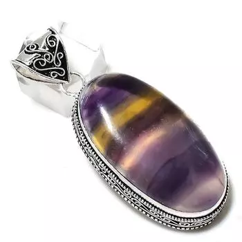 Fluorite Gemstone Handmade 925 Sterling Silver Gift Jewelry Pendant 2.48 d6L07