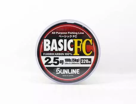 Флюорокарбоновая леска Sunline Basic FC 320 м, размер 2,5, 10 фунтов (6244) чистый