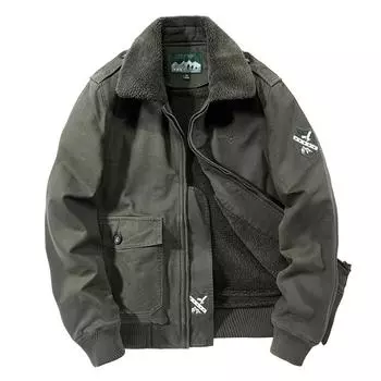 Flying Clothes Autumn and Winter Fleece Jacket Jacket Men s Loose Thick Cotton Clothes Multi-bag Casual Large Size Men s Clothing M
