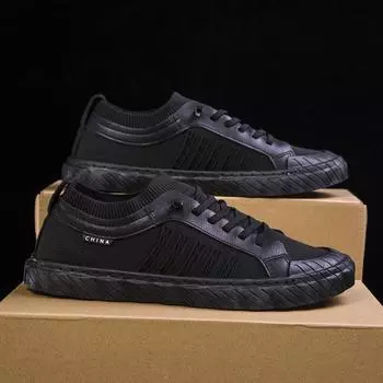 Flying woven breathable sports shoes men s 2025 spring and summer new Korean version low-top casual shoes trendy lazy men s shoe manufacturer 39 чёрный