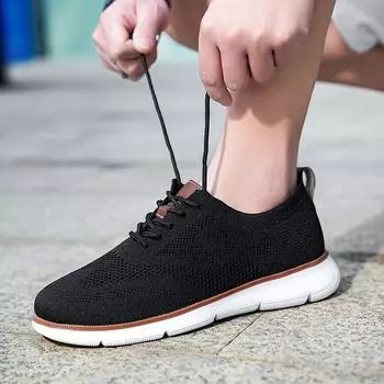 Flying woven thin breathable sneakers spring and autumn new outdoor non-slip lightweight lace-up casual shoes commuting to work men s shoes 39