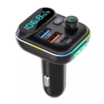 FM-передатчик Автомобильный комплект Аудио MP3-плеер Bluetooth 5.0 Type-C PD + QC3.0 USB Быстрая зарядка Зарядное устройство FM-модулятор Цветные огни