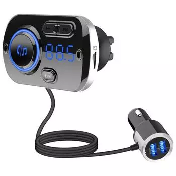 FM-передатчик BC49BQ Bluetooth 5.0 FM-модулятор Автомобильное зарядное устройство Автомобильный комплект MP3-плеер Аудиоплеер Hands-Free Звонки 3.1A USB-зарядное устройство чёрный