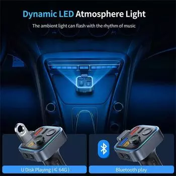 FM-передатчик беспроводной Bluetooth 5.0 Handsfree автомобильный комплект аудио MP3-плеер с Type-C Pd 20 Вт + Qc3.0 быстрый USB Fm-модулятор