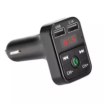 FM-передатчик беспроводной Bluetooth-совместимый Hands-free MP3-аудио музыкальный плеер Dual USB Радиомодулятор Автомобильный комплект Зарядное устройство 2.1A чёрный
