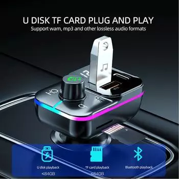 FM-передатчик Bluetooth 5.0 Handsfree аудио MP3-плеер адаптер PD супер быстрая зарядка двойной USB Type-C FM-модулятор для автомобиля