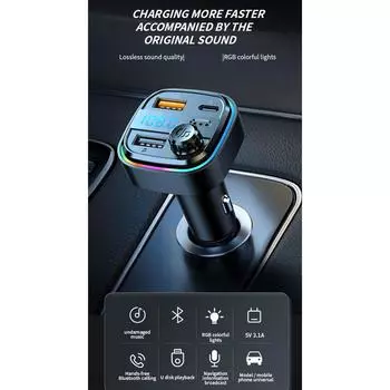 FM-передатчик U-дисковый автомобильный MP3-плеер USB C 3.1A быстрое зарядное устройство для автомобиля Hands-free Bluetooth-совместимый 5.0 автомобильный комплект