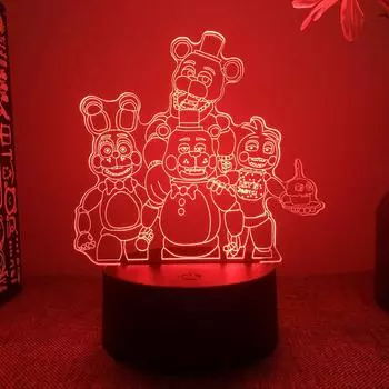 FNAF Freddy s 3D акриловый ночник с пультом дистанционного управления 16 цветов Трансформация украшения спальни Дети Игры Поклонники Рождественский подарок 7 colors no remote коричневый