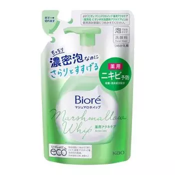 [foaming face wash] kao biore marshmallow whip acne care refill 130ml