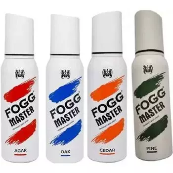 Fogg BODY SPRAY MASTER PINE CADER,OAK,AGAR Дезодорант-спрей - для мужчин и женщин (480 мл, Упаковка 4 шт.)