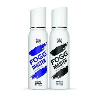 FOGG Master Marco Intense & Royal Intense - дезодорант без запаха для мужчин, стойкий парфюмированный спрей для тела, 2 x 120 мл (Упаковка из 2 шт.)