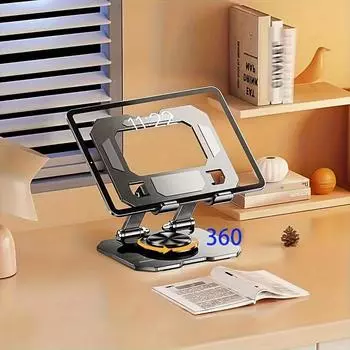 Foldable 360 Tablet Desk Mobile Phone Holder Stand Adjustable Aluminum Alloy Desktop Lazy Bracket For iPhone 15 14 iPad Samsung чёрный