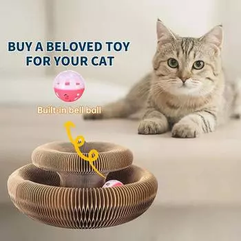 Складная доска для царапания кошек, игрушки для кошек, волшебный орган с поворотным кругом для шариков, шлифовальный коготь для кошек