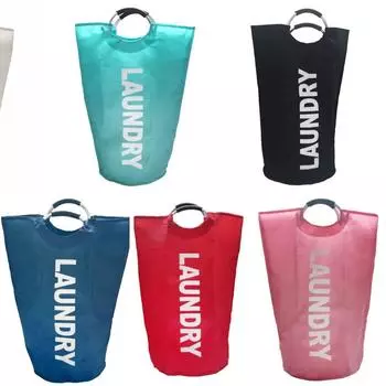 Foldable Large Oxford Cloth Laundry Basket - Washable, Portable, with Aluminum Handles 90L 38x79 cm