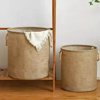 Foldable Laundry Basket Cotton Linen Clothes Toy Storage Basket Laundry Baskets with Handle Home Dirty Clothes Organizers