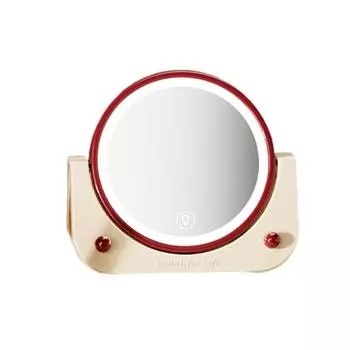 Foldable LED Makeup Mirror Wall Mounted 3 Color Lights Hanging Wall Mirror High-Definition Free Standing